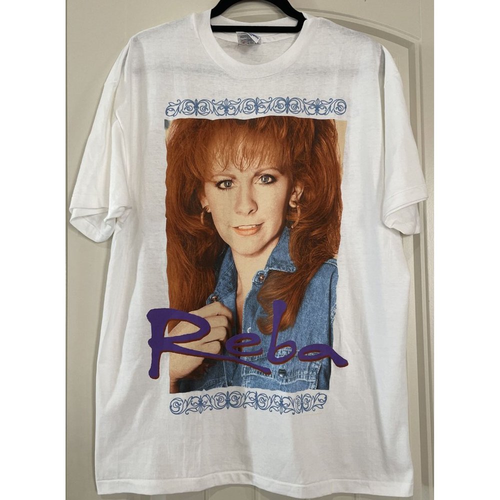 1990’s VTG Single Stitch Reba McEntire  T-Shirt White Size XL Graphic Double Sid